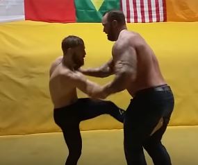 Conor McGregor sparring with Hafthor Bornsson, Game of Thrones star and deadlift record holder.