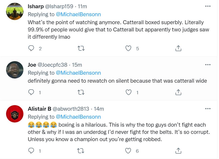 Sky Sports viewers believe that Jack Catterall's fight against Josh Taylor was FIXED following a 'robbery.