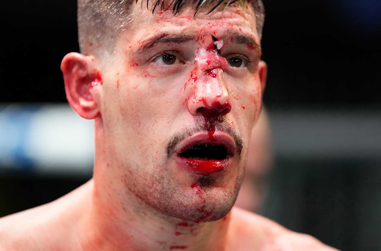 Joel Alvarez's nose is EXPLODES, and MMA fighter is covered in blood following a brutal beating in UFC Vegas 49 loss