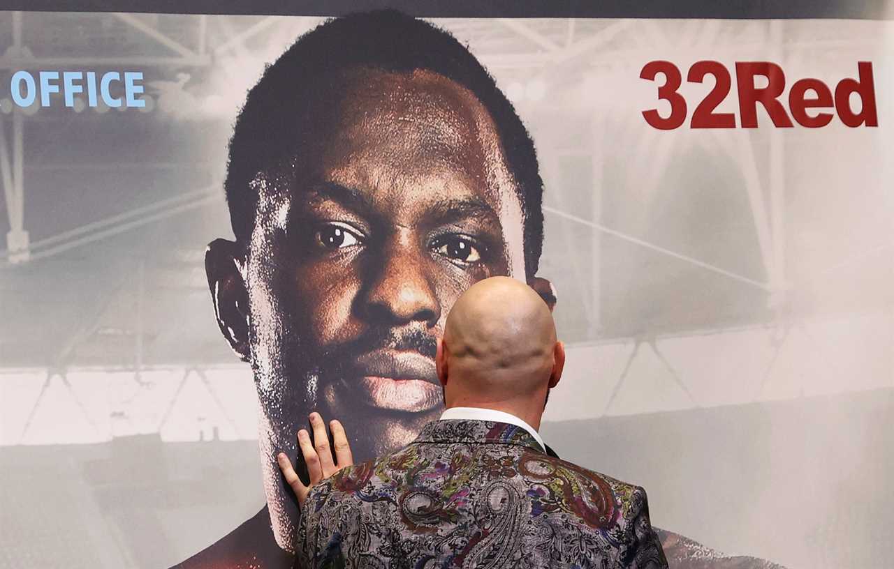 Watch as Tyson Fury looks down at Dillian Whyte's POSTER while his opponent misses presser