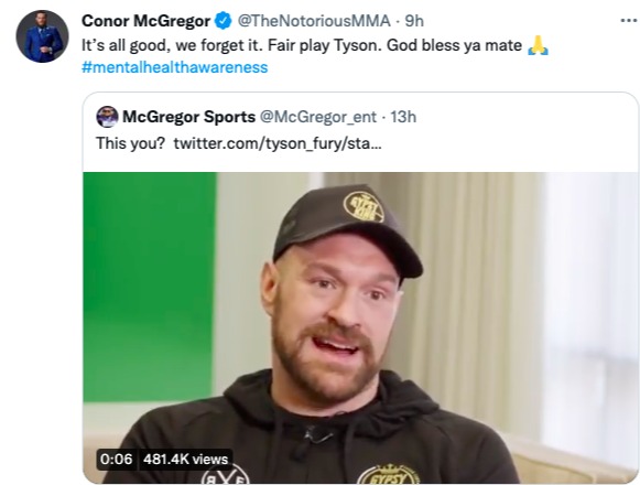 I'd eat his in a beef sandwich - Tyson Fury ends a feud with Conor McGregor, UFC star after a Twitter spat