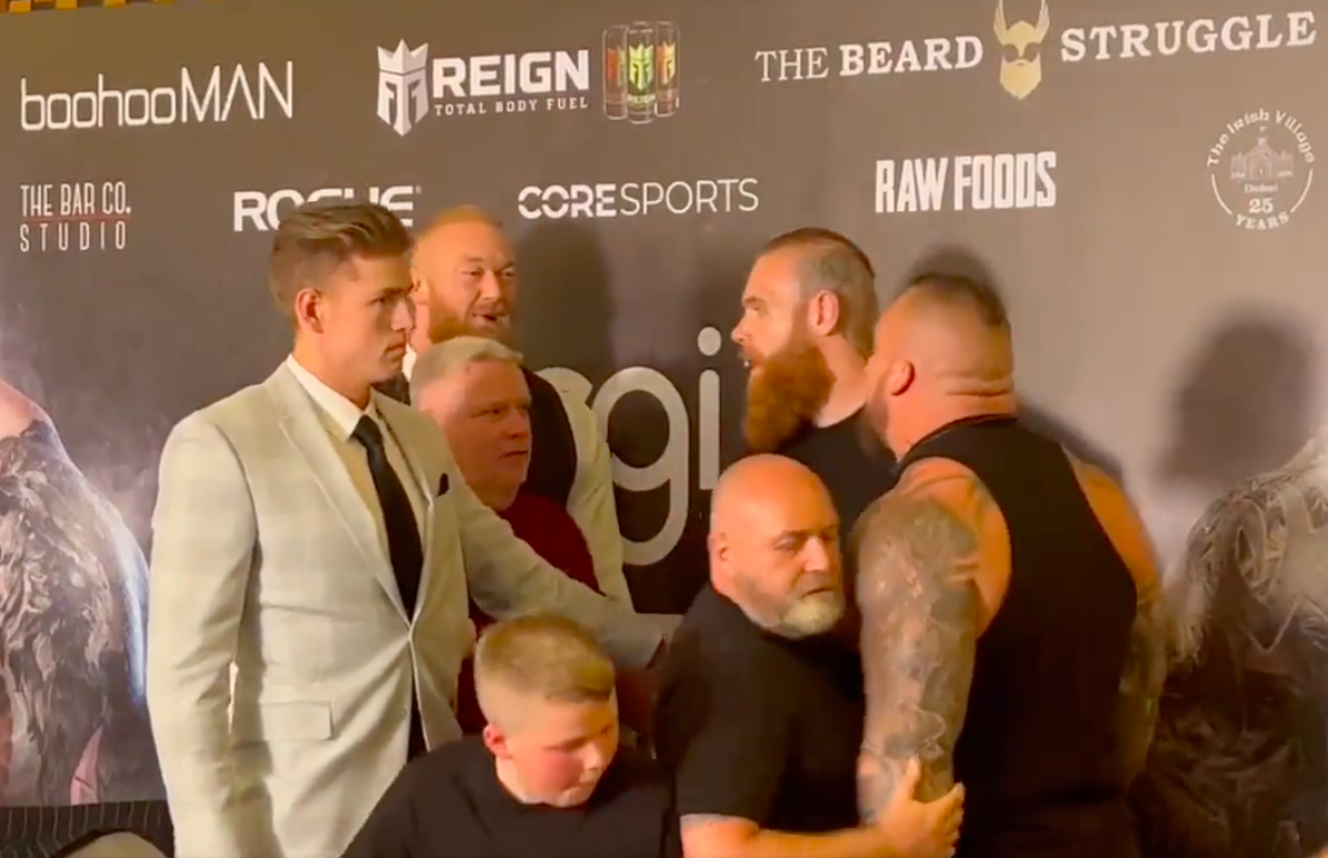 After strongmen nearly clashed over a jibe about Game of Thrones's giant mother, Eddie Hall and HafthorBjornsson were FORCED APART