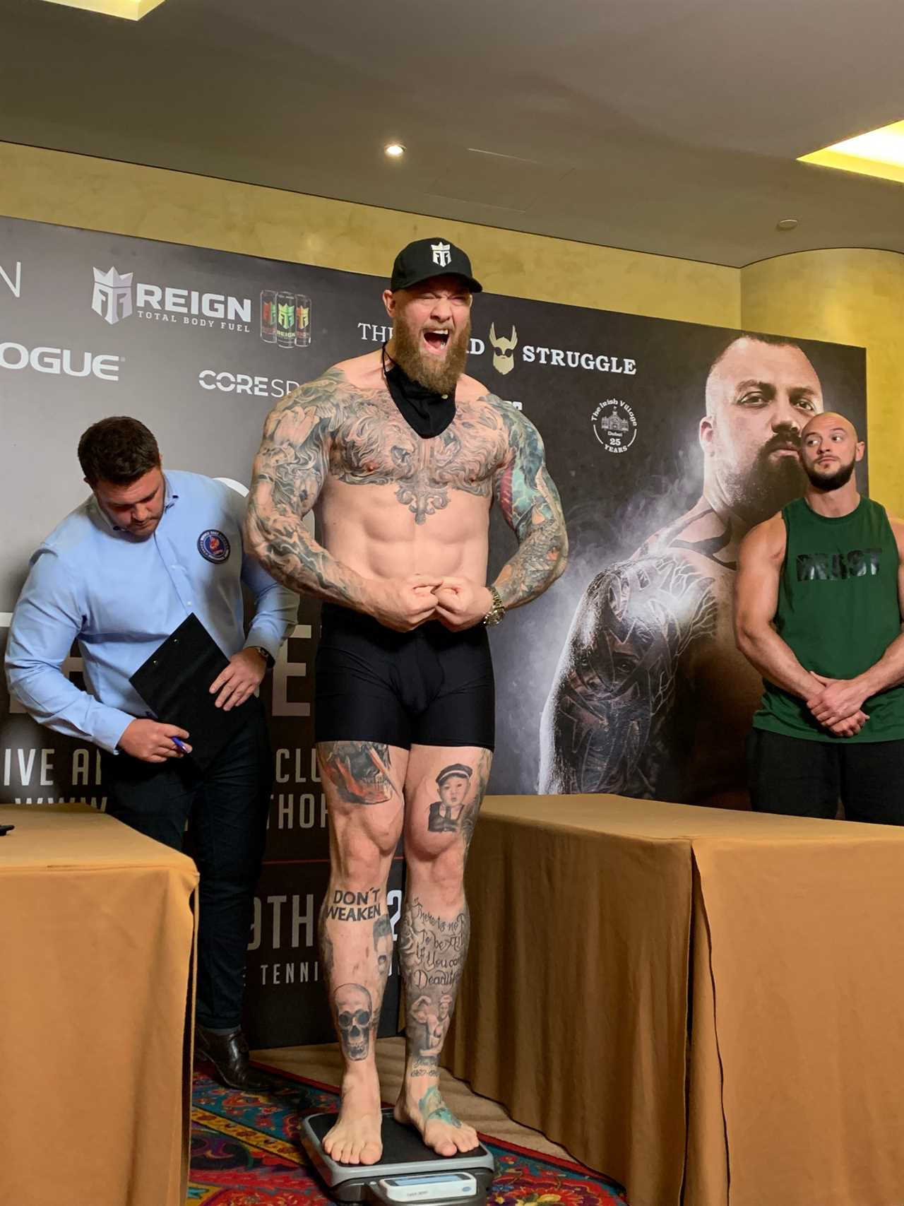 For the heaviest boxing match ever, Eddie Hall and Hafthor Hall, strongman rivals, weigh 47 STONE.