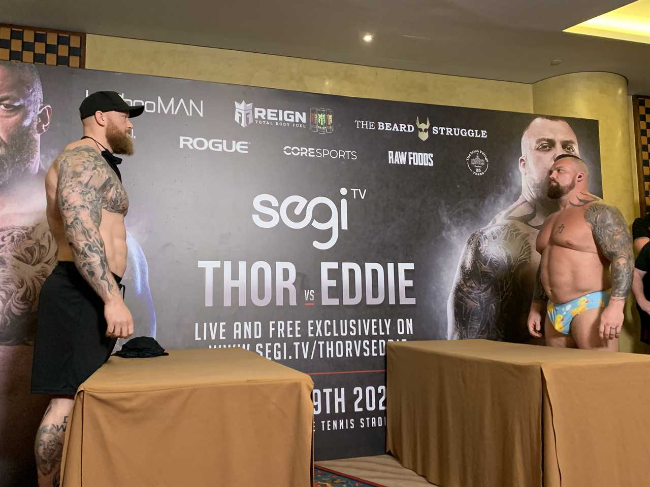 For the heaviest boxing match ever, Eddie Hall and Hafthor Hall, strongman rivals, weigh 47 STONE.