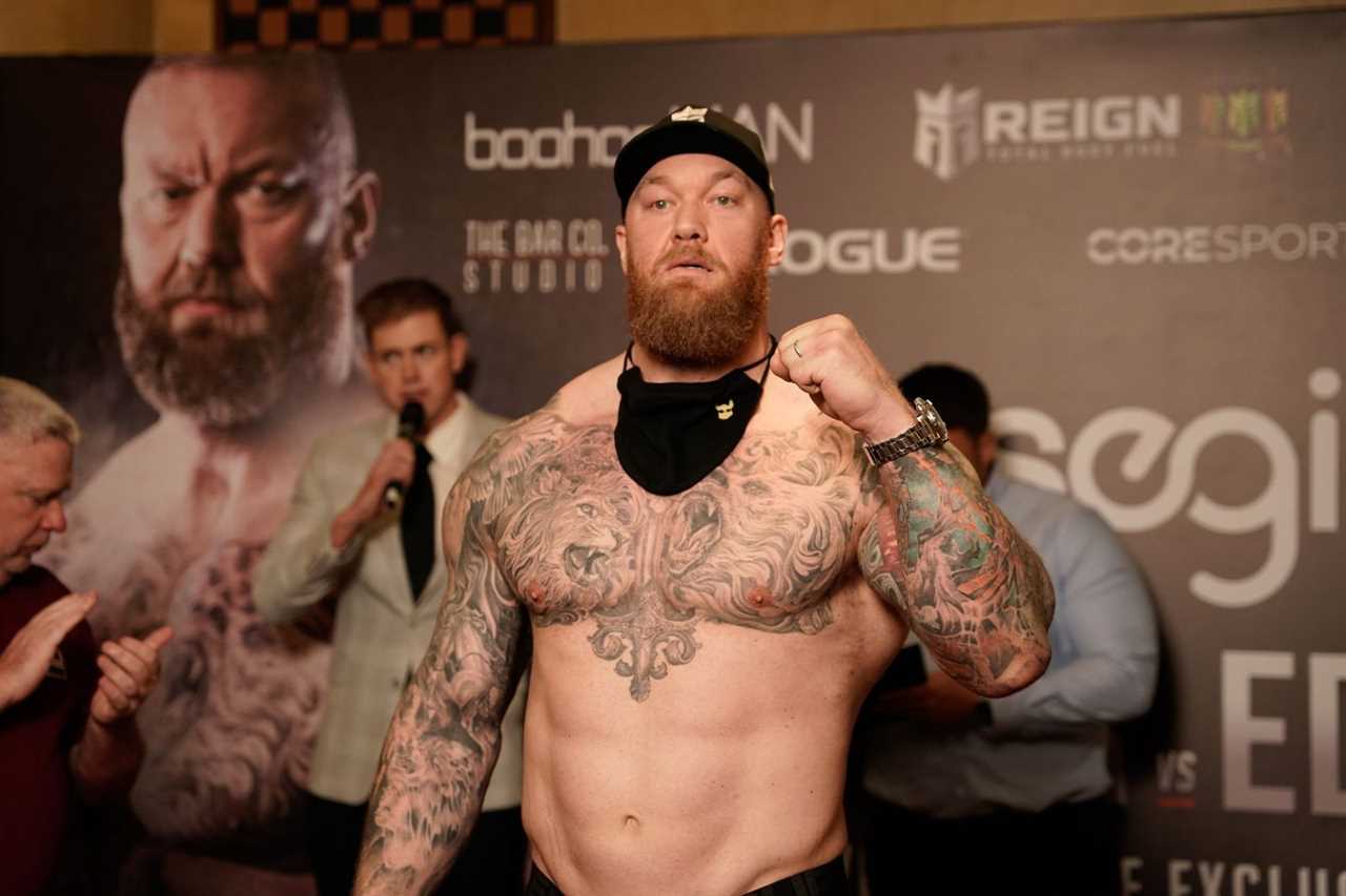 Eddie Hall is warned by Hafthor Bojornsson that he is prepared to do six rounds despite being 23st and weighing 23st.