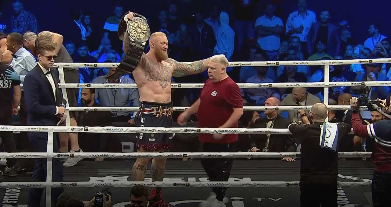 Thor vs Eddie Hall: Hafthor Bornsson wins Dubai bout, where both giants were knocked to the ground