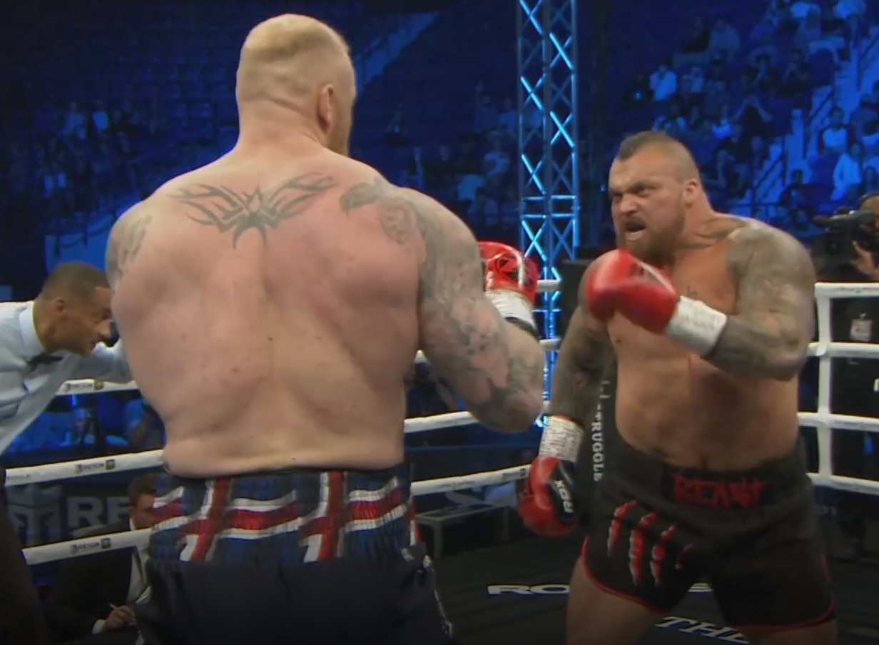 Thor vs Eddie Hall: Hafthor Bornsson wins Dubai bout, where both giants were knocked to the ground