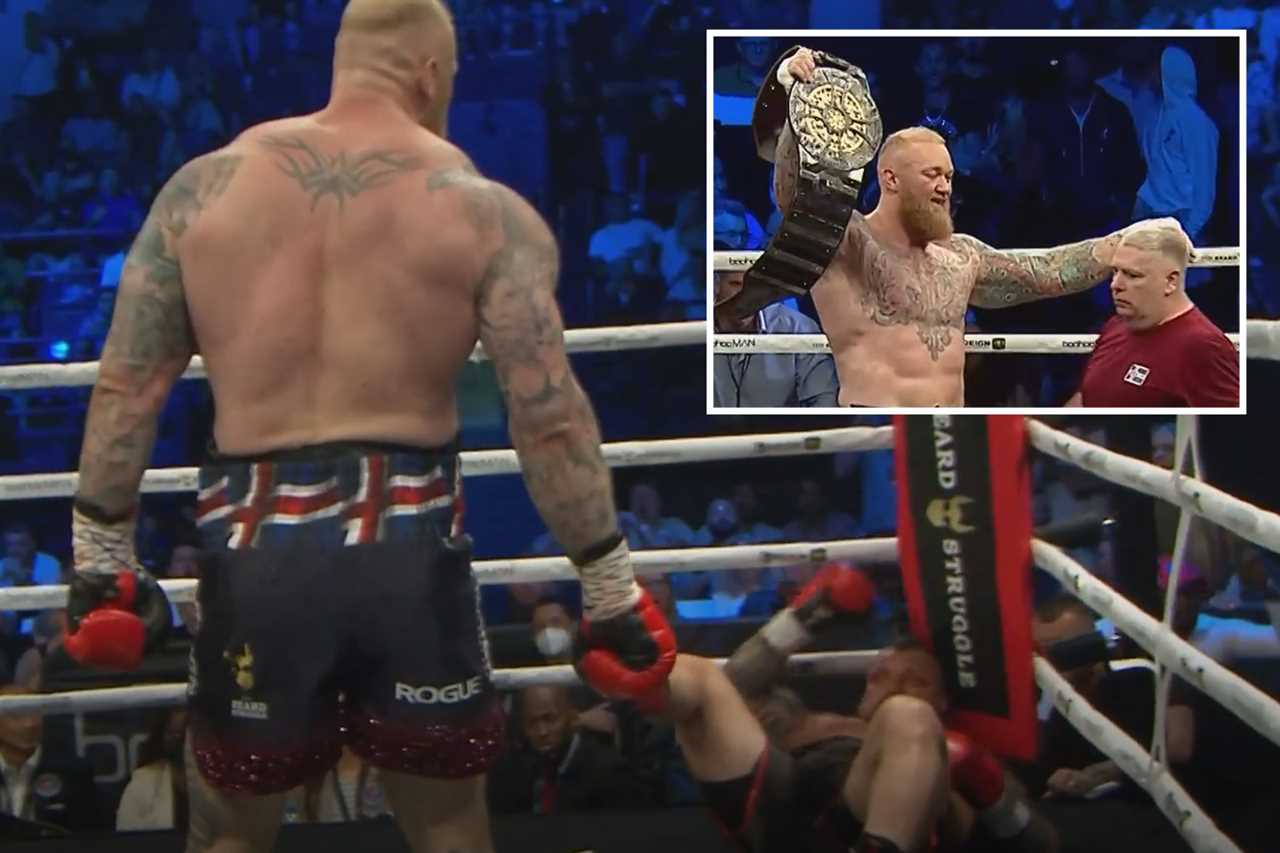 Thor vs Eddie Hall: Hafthor Bornsson wins Dubai bout, where both giants were knocked to the ground