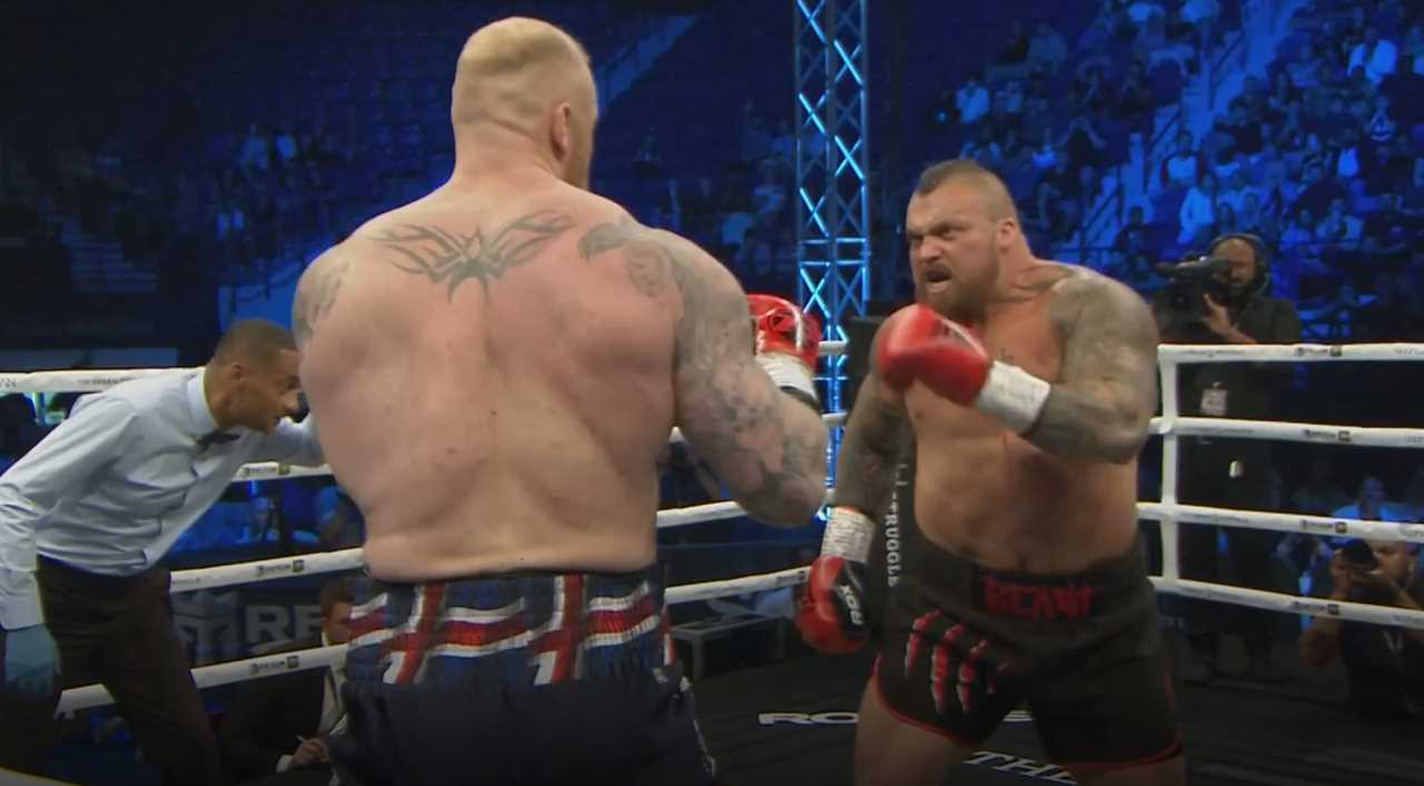 Thor vs Eddie Hall: Hafthor Bornsson wins Dubai bout, where both giants were knocked to the ground