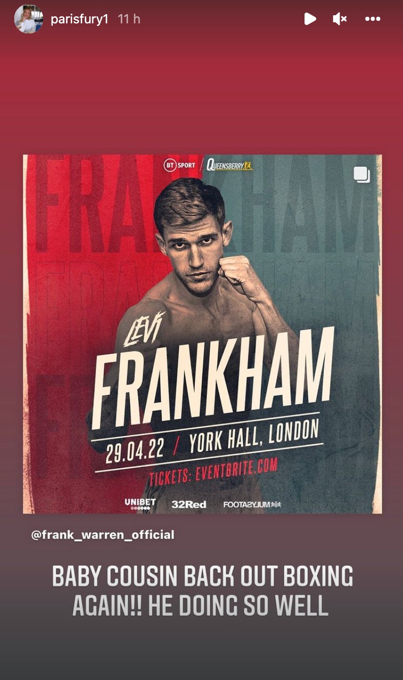 Tyson Fury's lesser-known cousin Levi Frankham hopes to extend his perfect boxing record with Frank Warren fight card