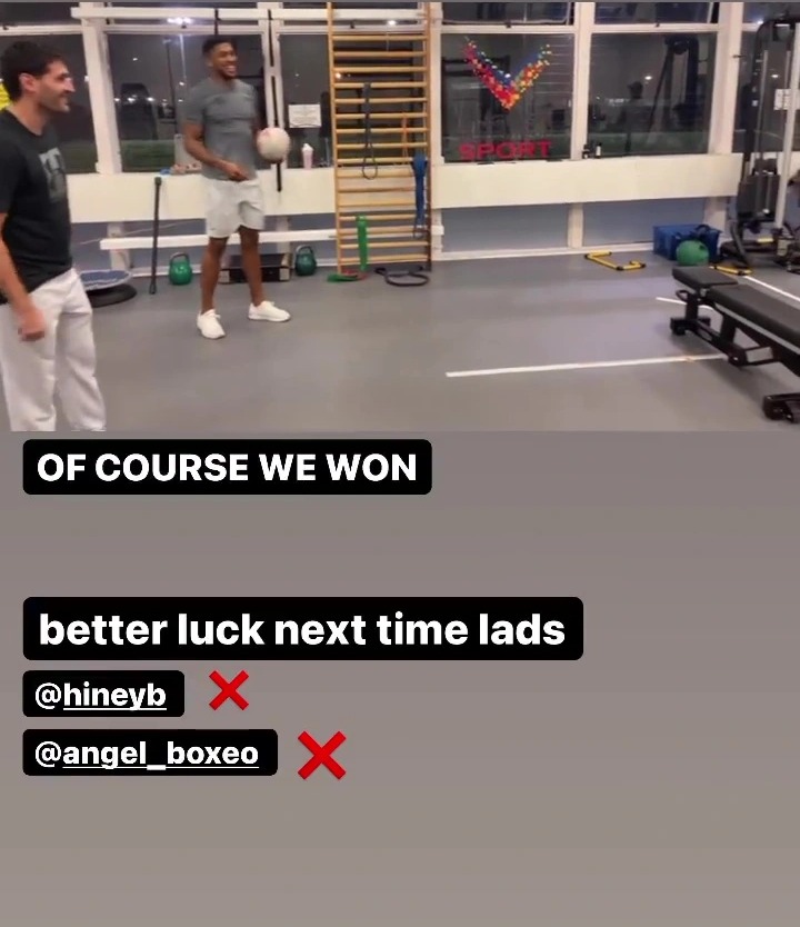 Watch Anthony Joshua's impressive training regimen before he wins the football tennis match against his friends