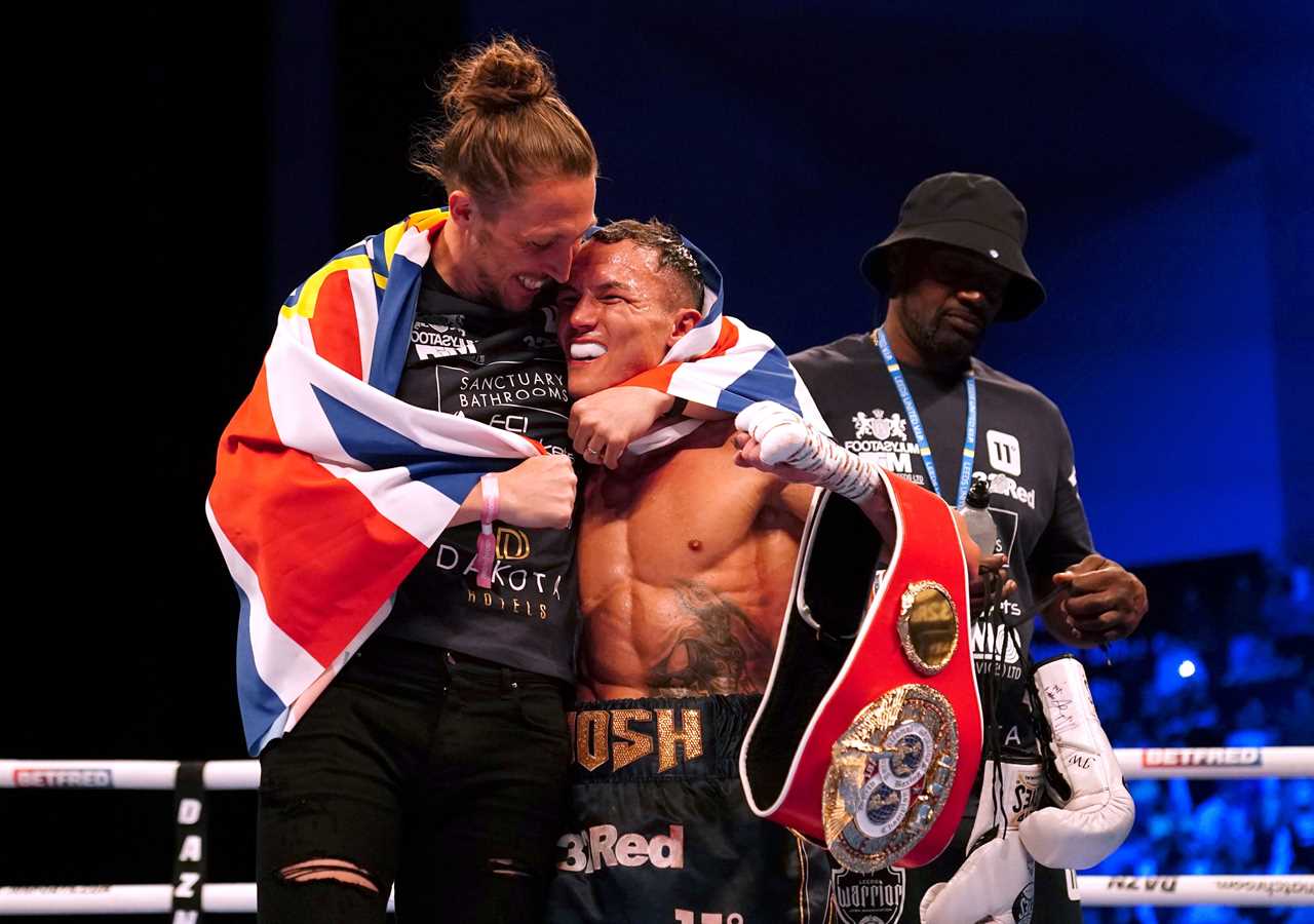 After his stunning win in the world title, Josh Warrington is taken straight to hospital with a fractured jaw and a suspected broken hand.