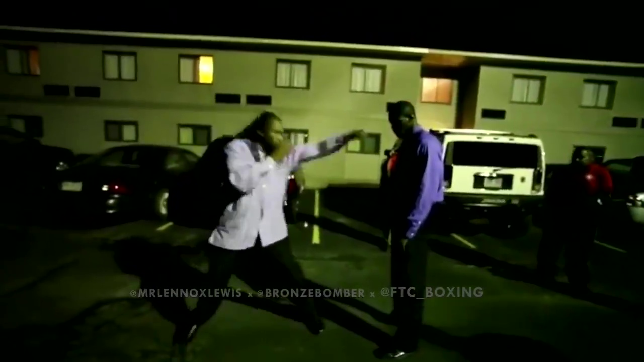 Deontay wilder learns from Lennox Lewis how to jab in the carpark before American became the world champion in throwback.