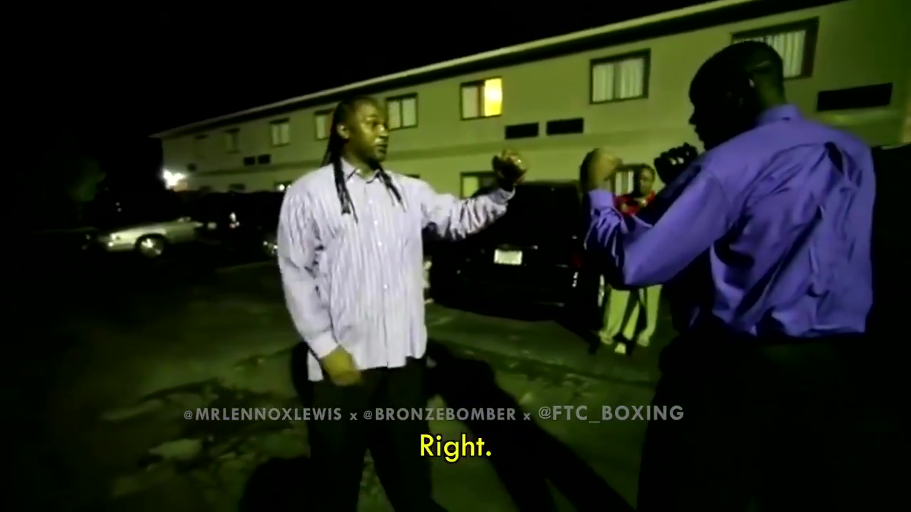 Deontay wilder learns from Lennox Lewis how to jab in the carpark before American became the world champion in throwback.
