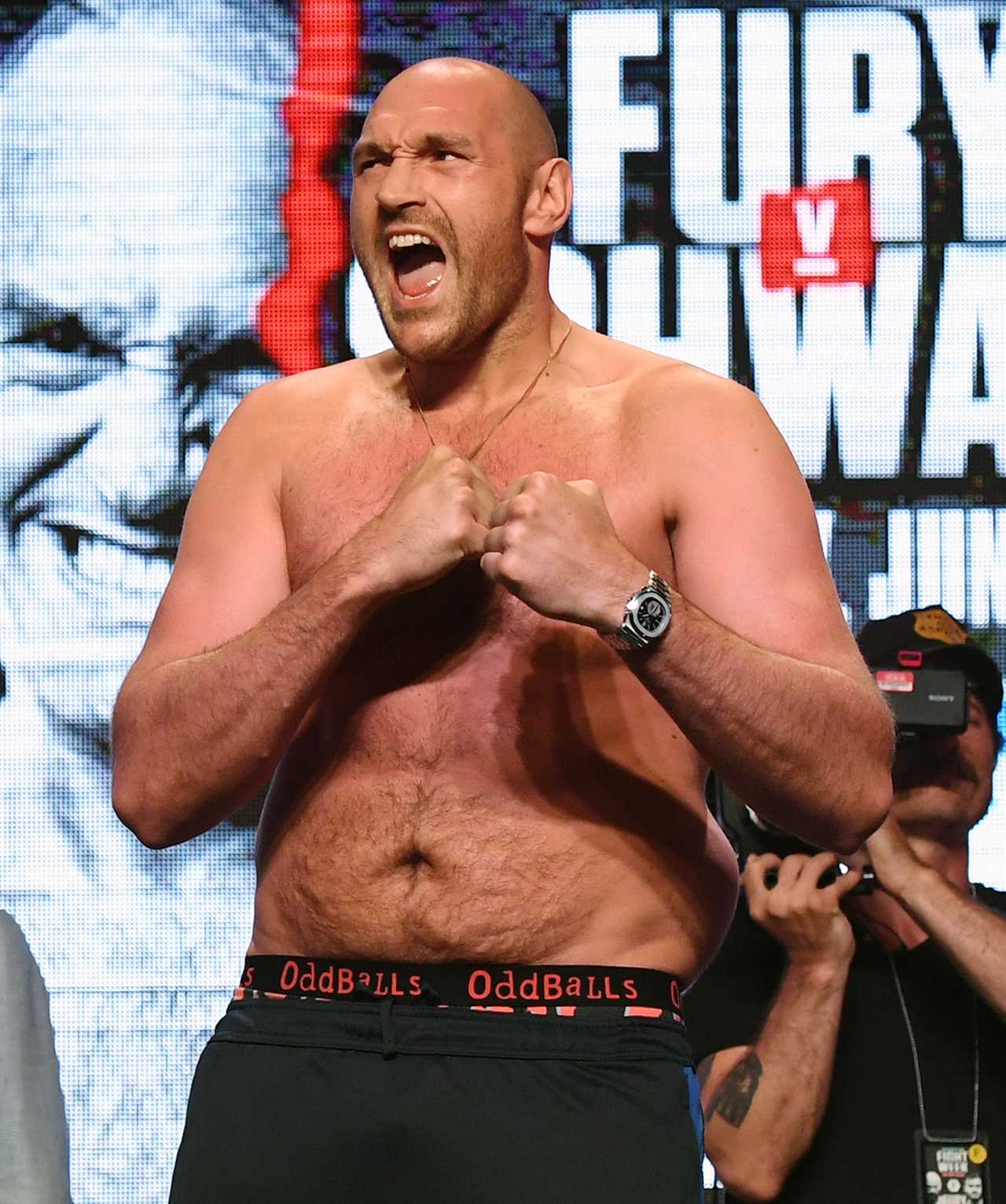I'm down to it - Hafthor Bjornsson is ready to demonstrate Tyson Fury's 6ft 9in height, but jokes that he would get my ass beat.