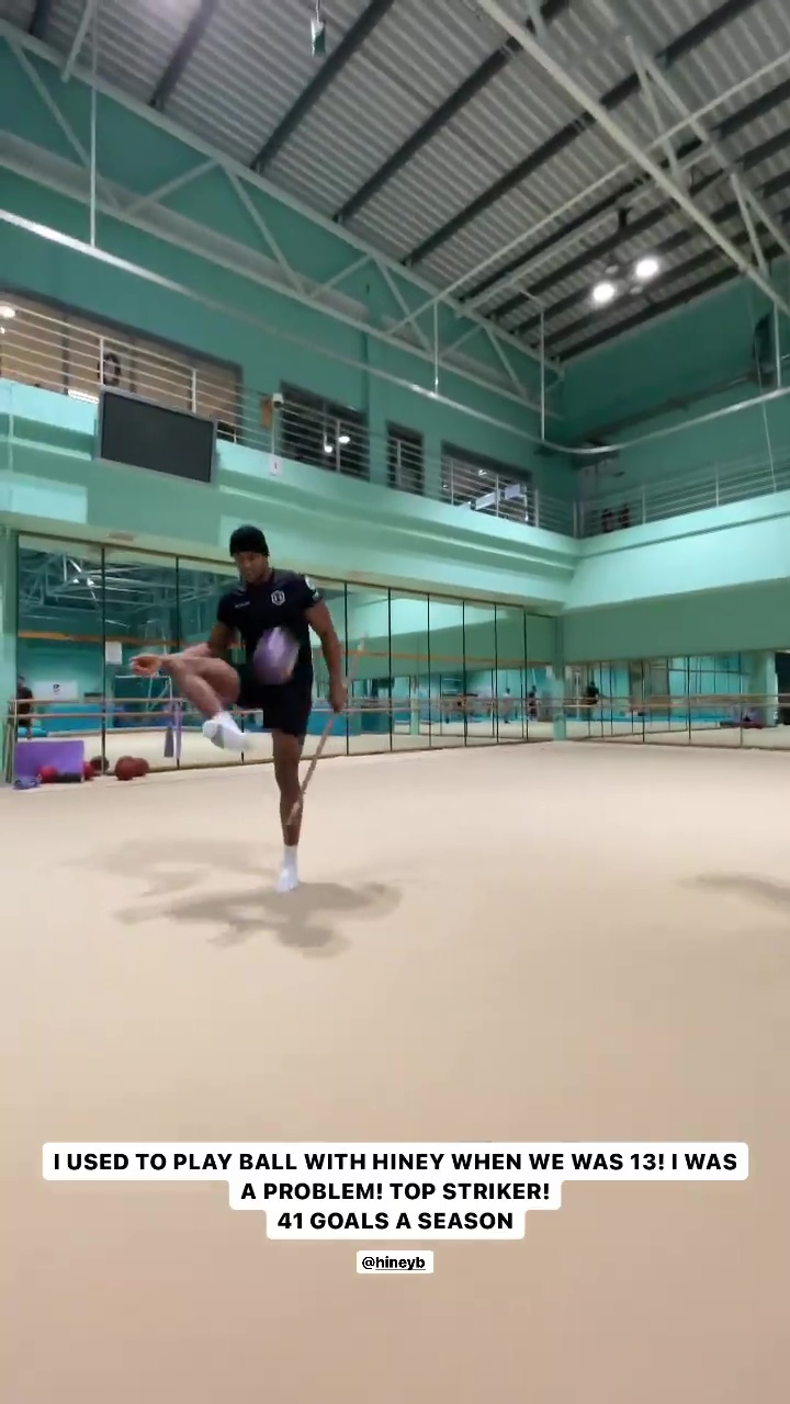Anthony Joshua, a heavyweight star, shows off his football skills.