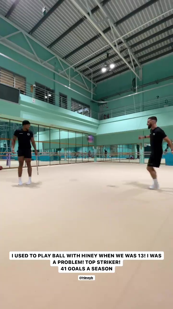 Anthony Joshua, a heavyweight star, shows off his football skills.