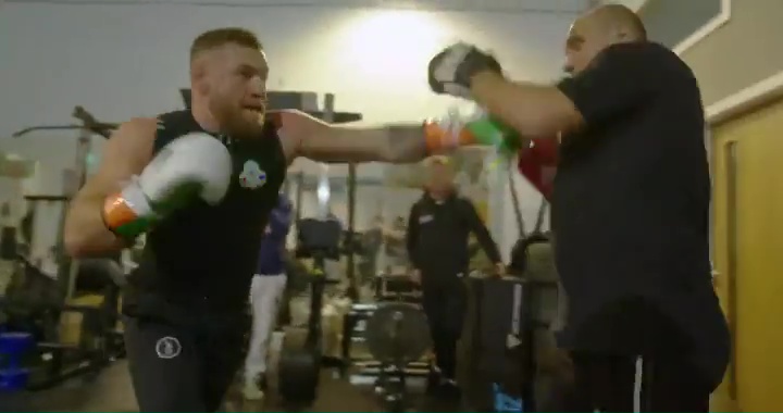 Conor McGregor's boxing skills are on display as he prepares for his comeback in the UFC.