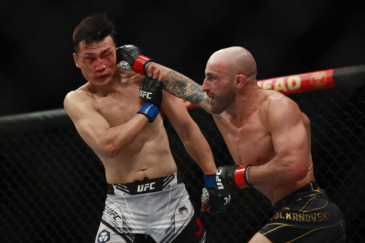 Volkanovski beats Korean Zombie to win brutal UFC 273 victory. Loser is left bloody and struggling for breath.