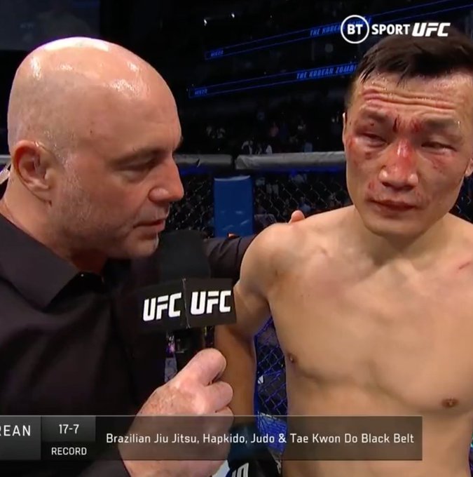 Volkanovski beats Korean Zombie to win brutal UFC 273 victory. Loser is left bloody and struggling for breath.
