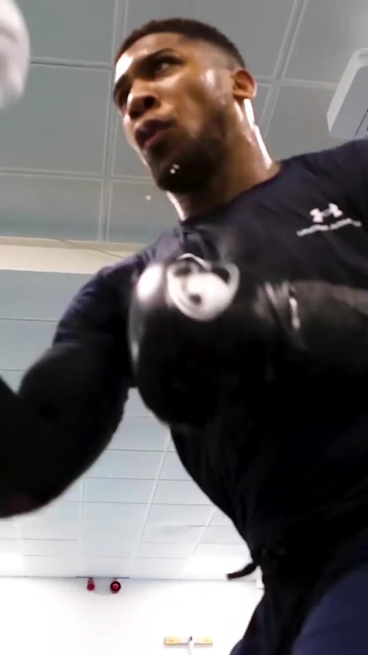 Watch Anthony Joshua train, as he displays a ripped body and terrifying punch power in preparation for Oleksandr Usyk's rematch