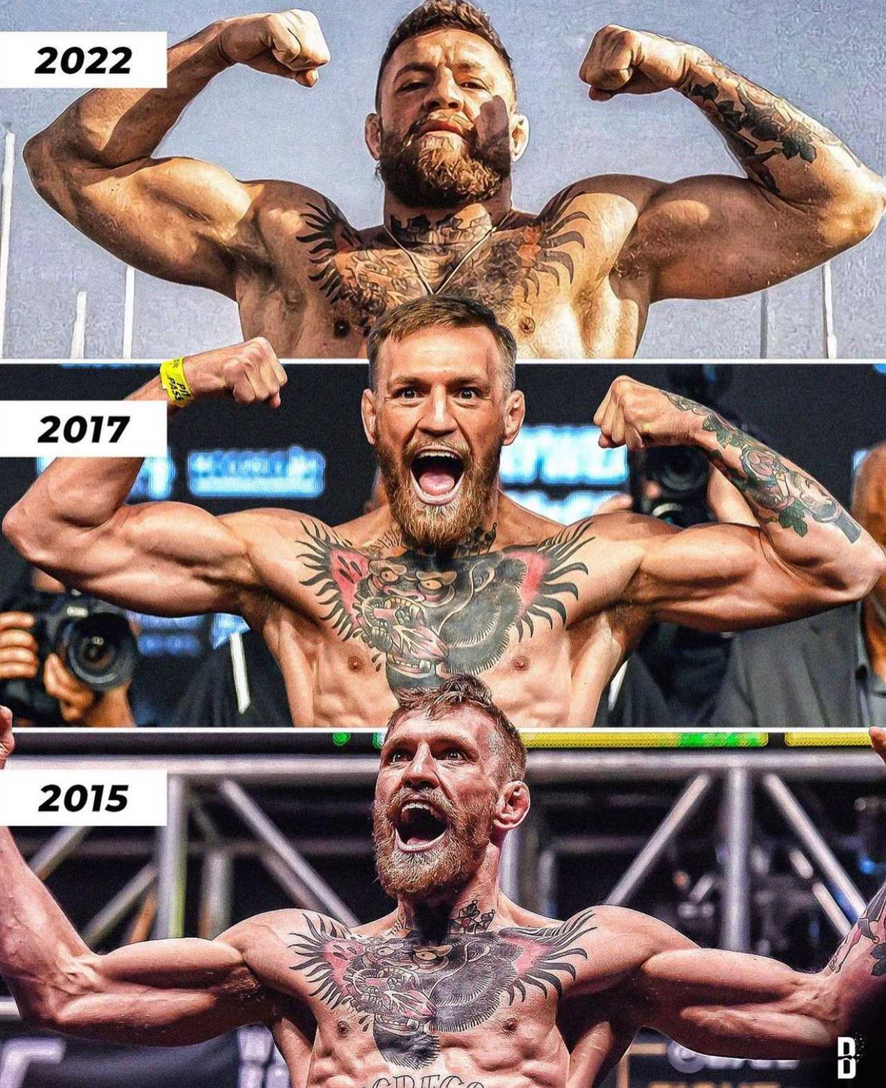 Conor McGregor's incredible seven-year transformation shows that he is a UFC star who has gained tremendous muscle mass in the lead up to his next fight