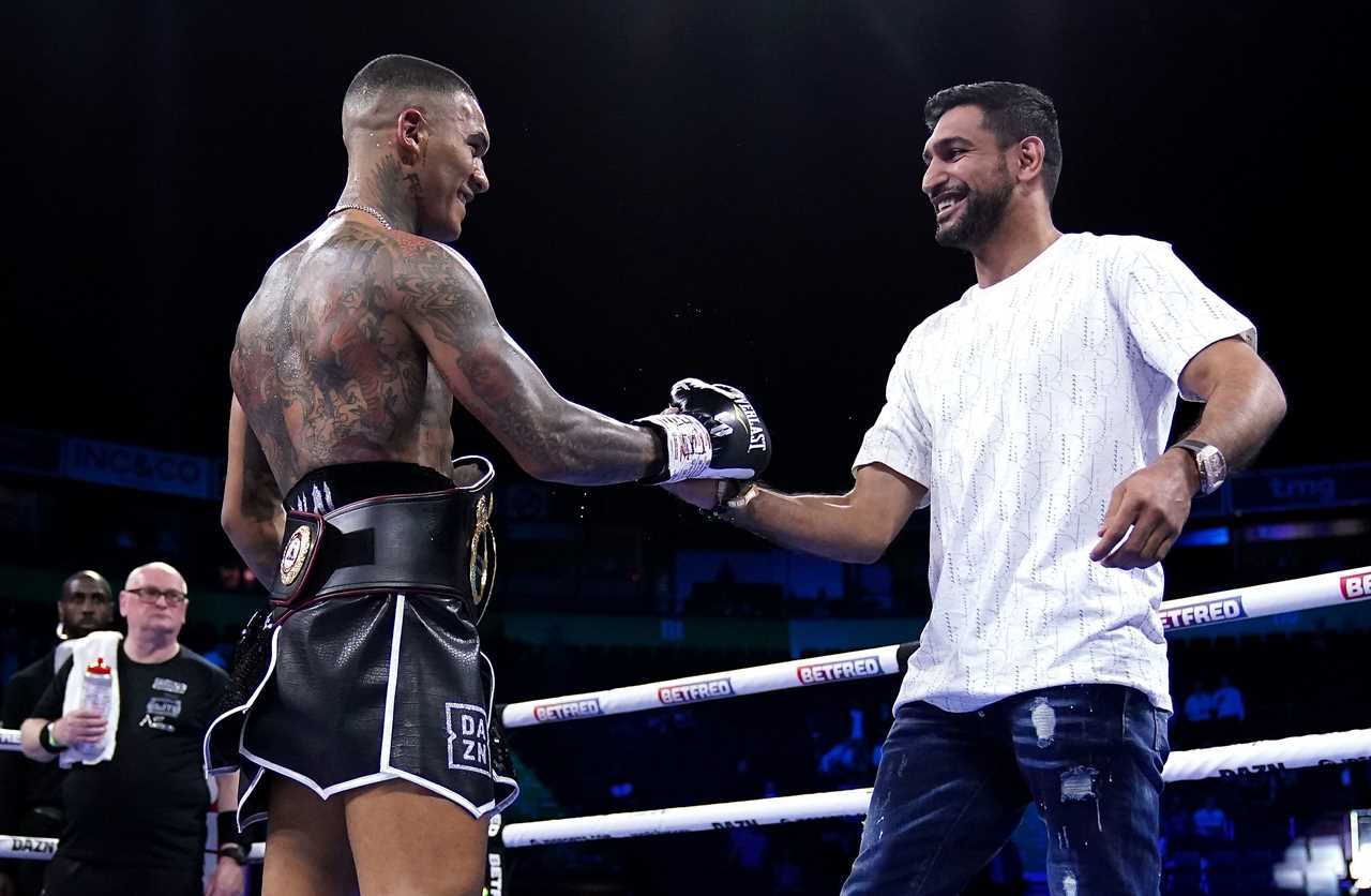 Manchester crowd boo Amir Khan for refusing Conor Benn's fight after he jumped in the ring