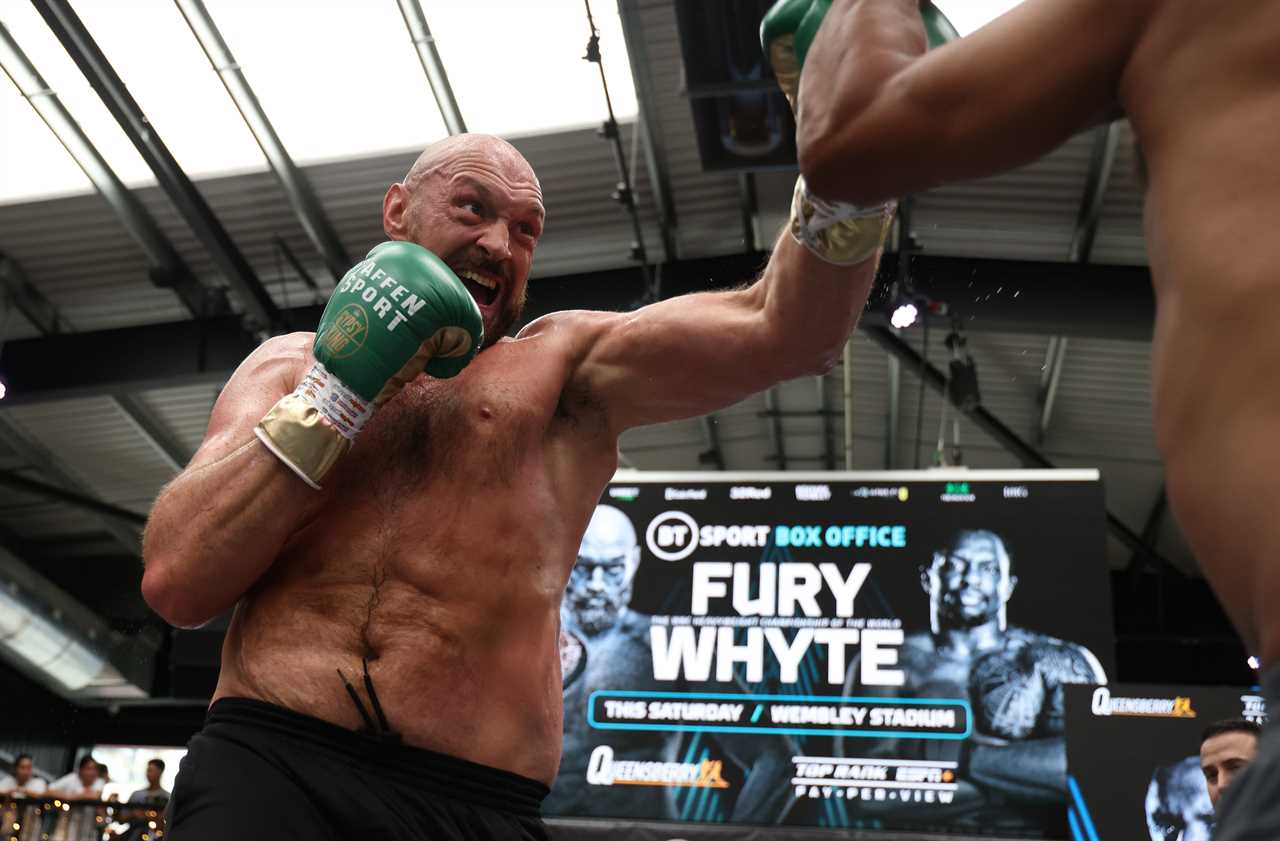 Tyson Fury hints at Dillian Whyte's game plan in an open workout, while father John digs into his 'average body'
