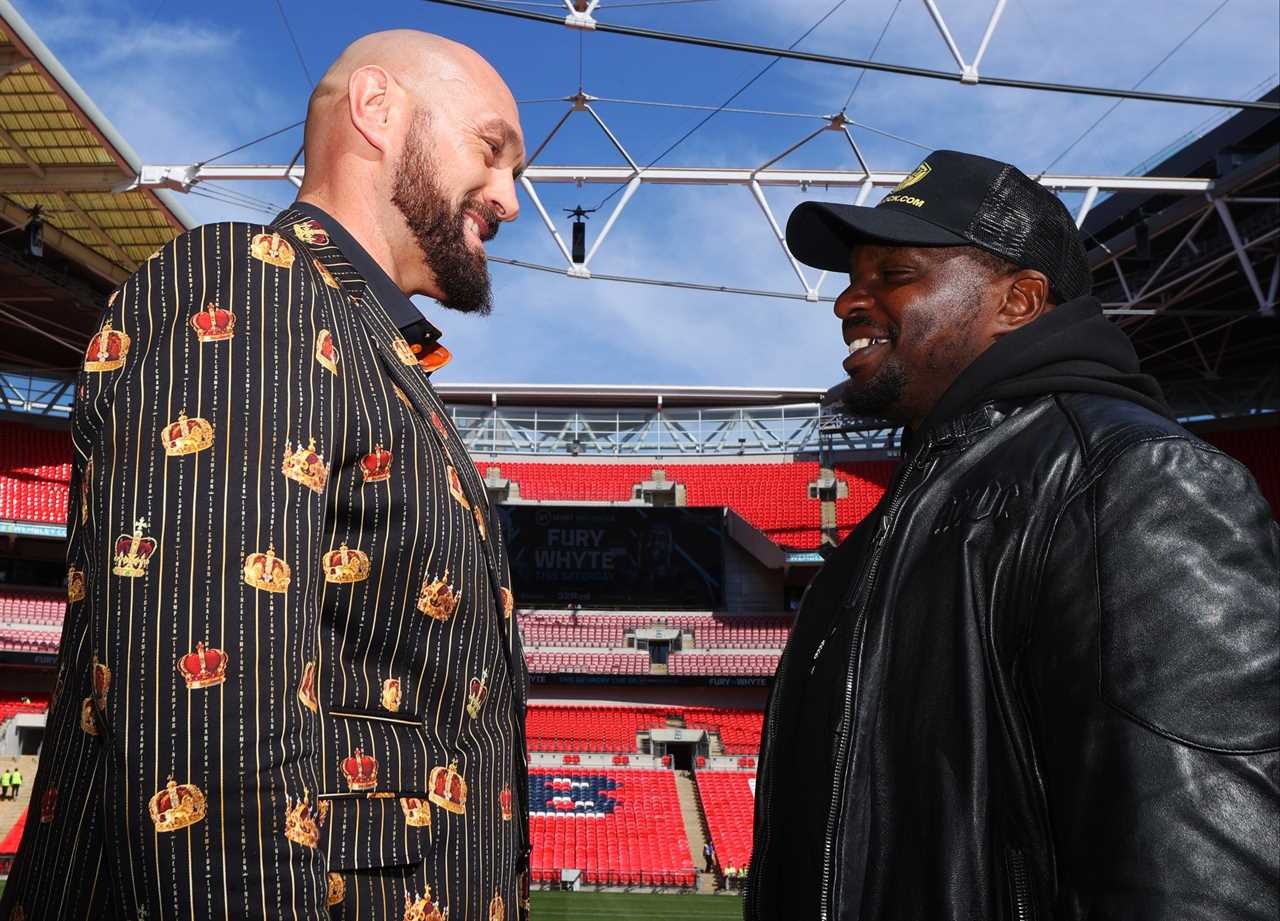 Tyson Fury wears a new custom suit to fight Dillian Whyte. It has a secret message and crowns.