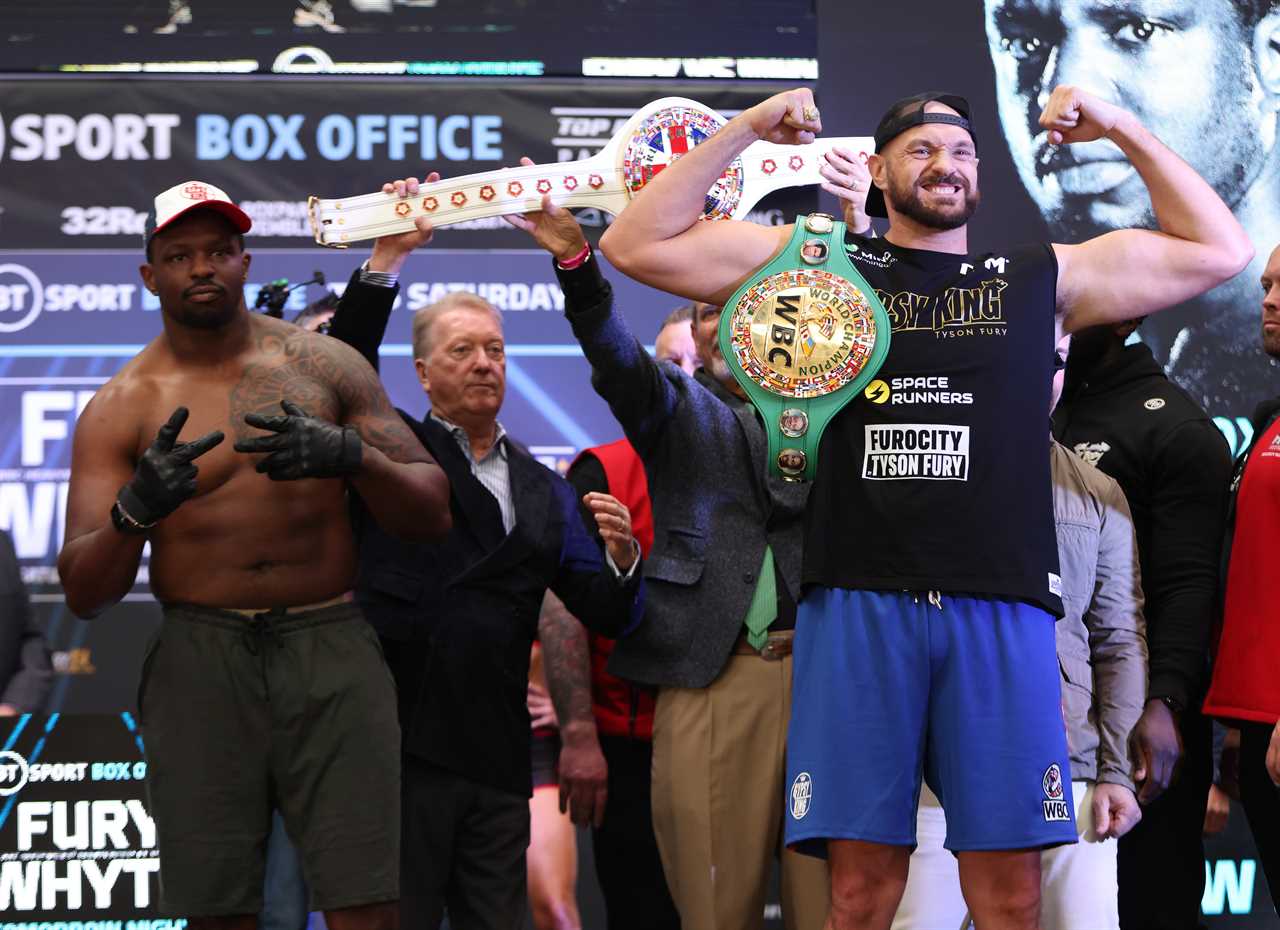 Tyson Fury is now the most popular British boxer, with 94,000 people at Wembley to support Dillian Whyte's fight.