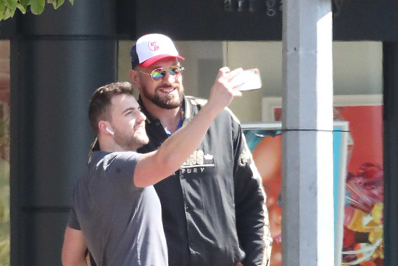 Tyson Fury strolls through Wilmslow after Dillian Whyte's fight as Gypsy King