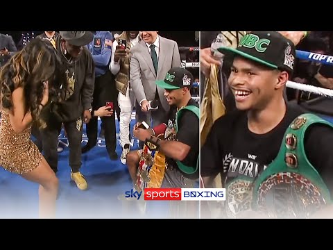After defeating Oscar Valdez, Shakur Stevenson proposes his girlfriend