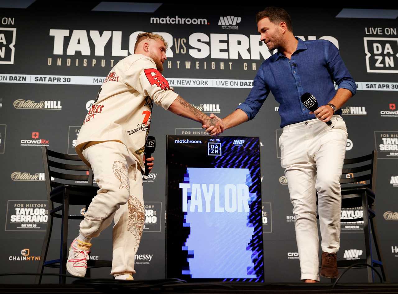 Jake Paul and Eddie Hearn had to cancel a $1m bet on Katie Taylor against Amanda Serrano, but they came up with a new wager