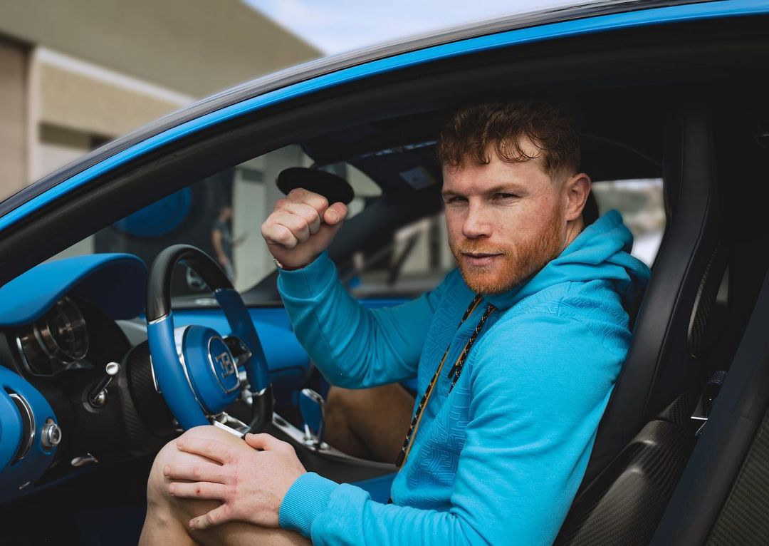 Canelo Alvarez has an insane collection of cars, including a blue Bugatti Chiron and a PS2m LaFerrari.