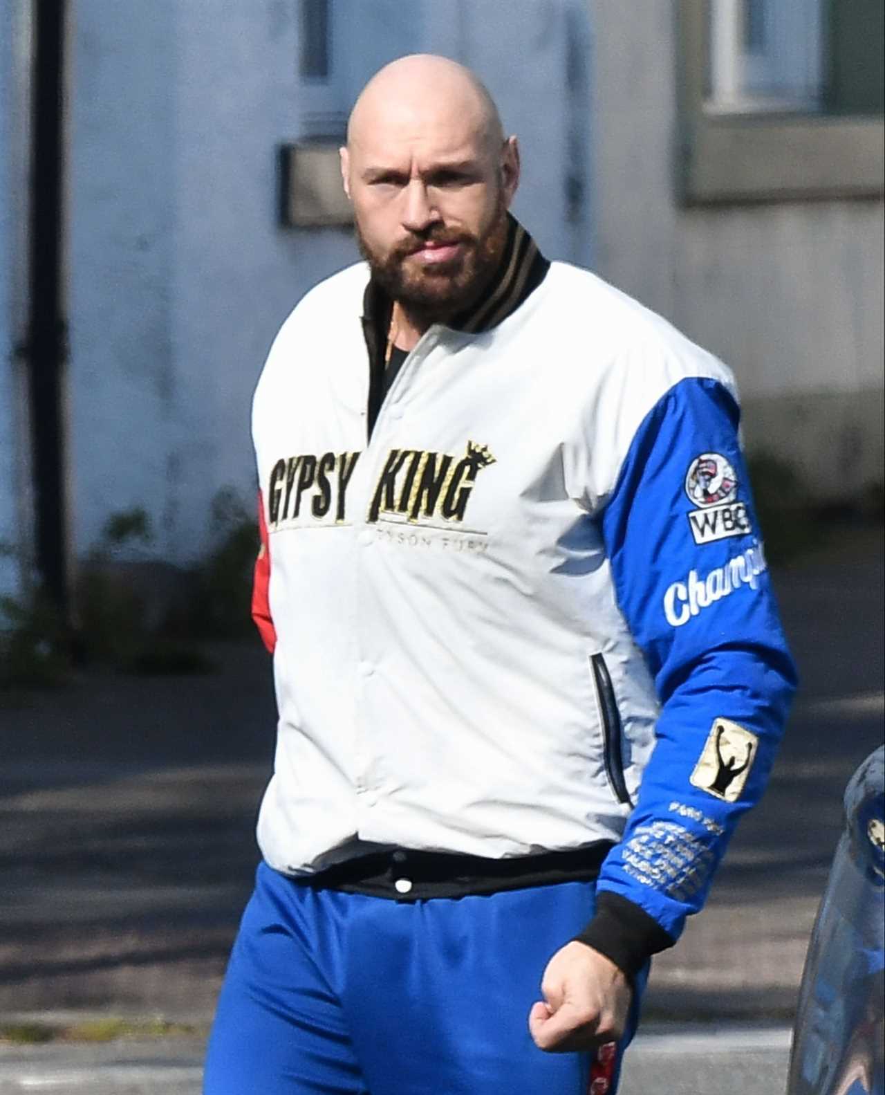 After a morning run, Tyson Fury was seen leaving Morecambe cafe.
