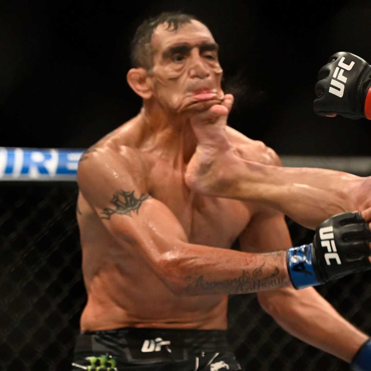 Tony Ferguson was almost unrecognizable after being disfigured by brutal front KO by UFC rival Michael Chandler.