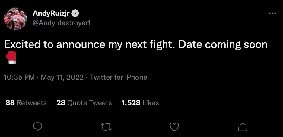 Andy Ruiz Jr teases the next fight and fans believe it will be against Dereck Chsora, after Eddie Hearn's hint