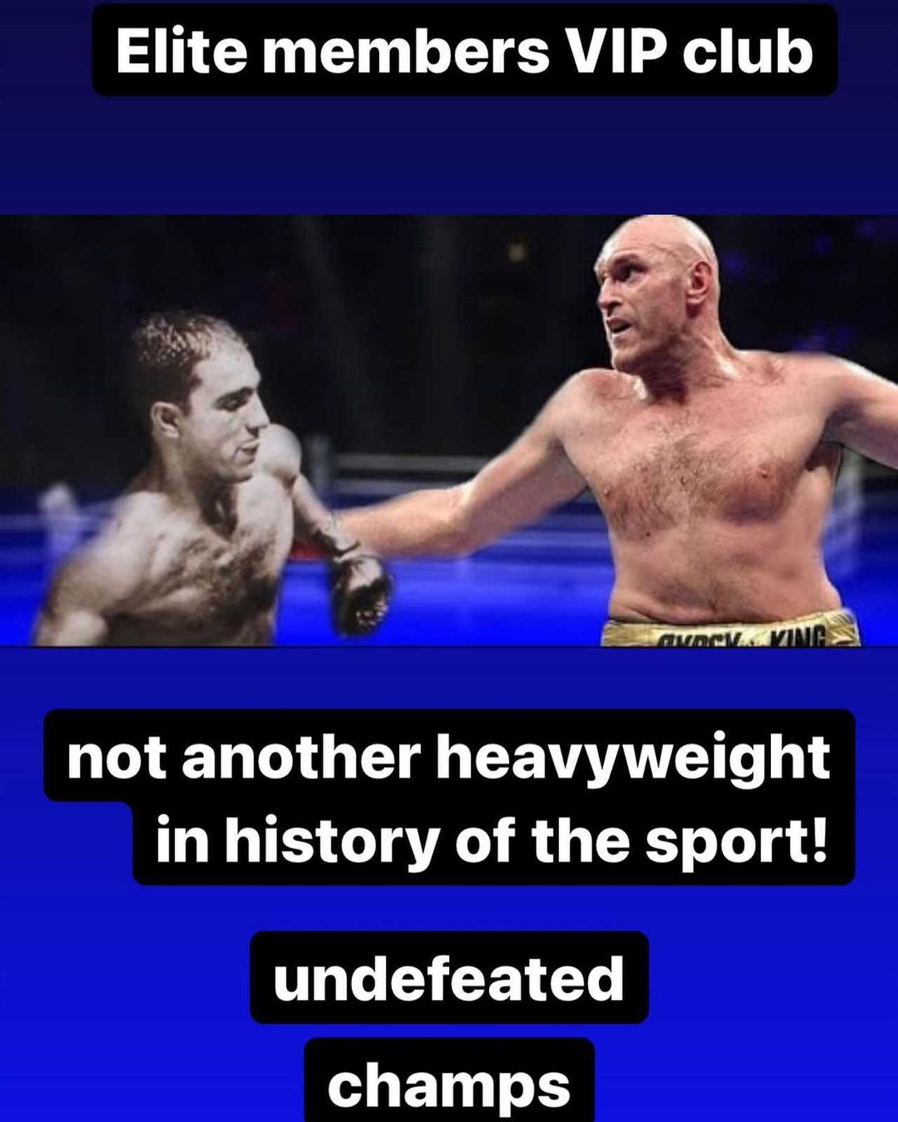 Tyson Fury and Rocky Marciano, heavyweight icon, have a 'Enuf' (or 'Enuf') after their retirement.