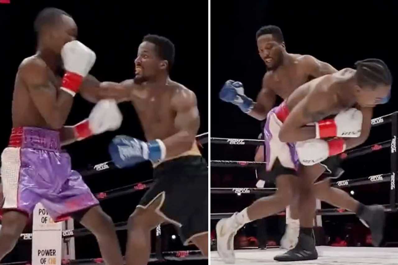 Boxer was sent crashing through ropes by a photographer who forced him to hold his neck.