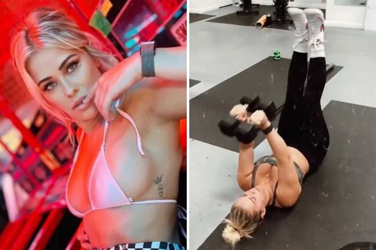 Paige VanZant, a former UFC fighter star, shows off her lace corset and stiletto heels at the shooting range.