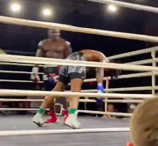Frank Gore, an NFL legend, wins brutal first round KO victory as his opponent faces down onto canvas
