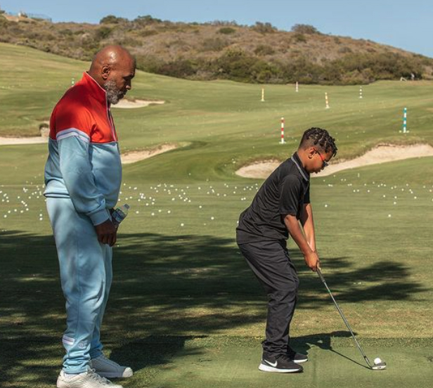 Mike Tyson's son, Morocco, 11, goes to golf while boxing legend Boxing Legend tried his hand at a new sport
