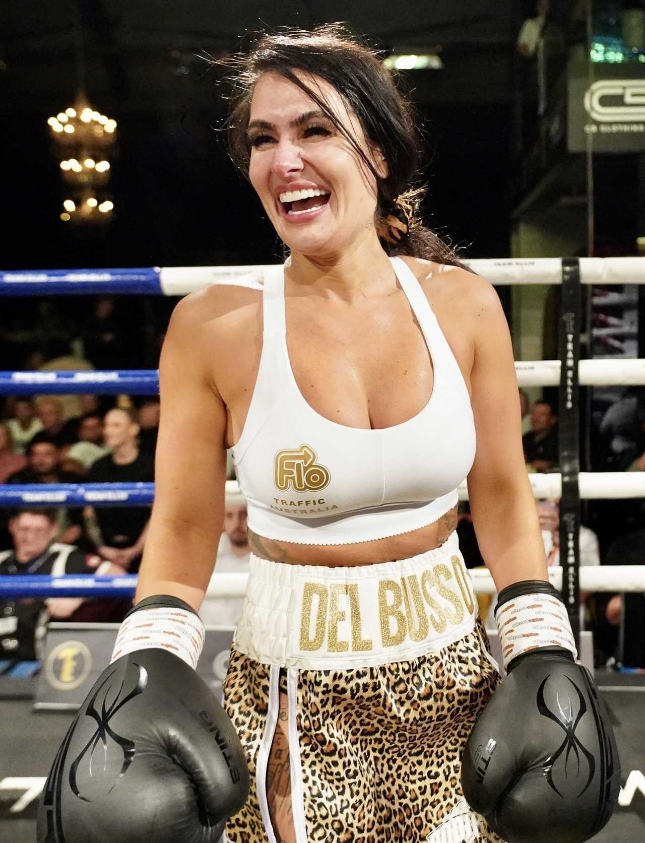 Reality TV star Arabella de Busso dresses in tiny black Gstrings and sexy lingerie for her boxing debut. She then goes on to win