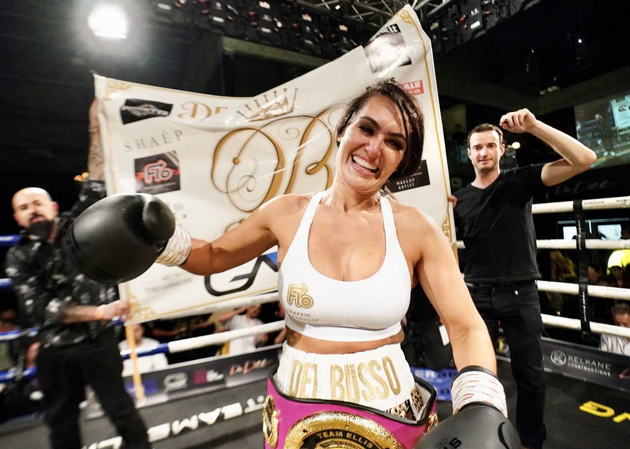 Reality TV star Arabella de Busso dresses in tiny black Gstrings and sexy lingerie for her boxing debut. She then goes on to win