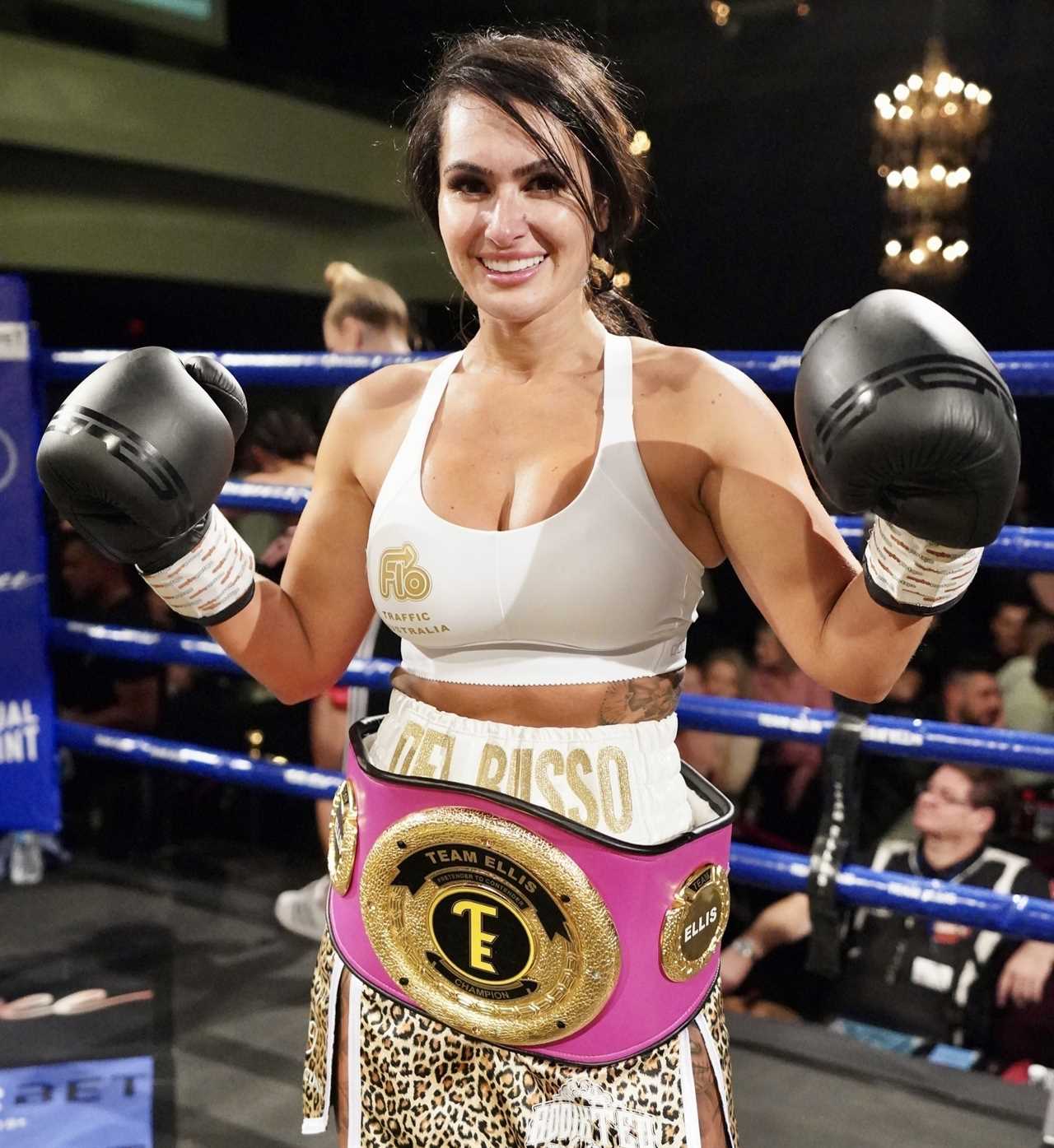 Reality TV star Arabella de Busso dresses in tiny black Gstrings and sexy lingerie for her boxing debut. She then goes on to win