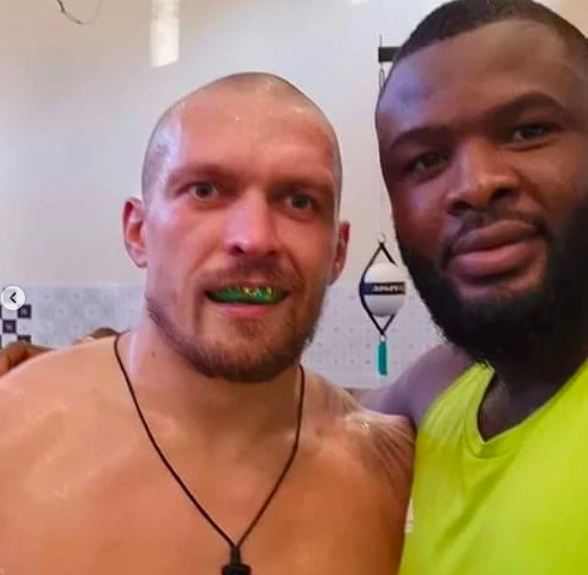 Oleksandr Usyk and Martin Bakole sparring at 6ft 6inch to prepare for Anthony Joshua's rematch with fight date this coming week