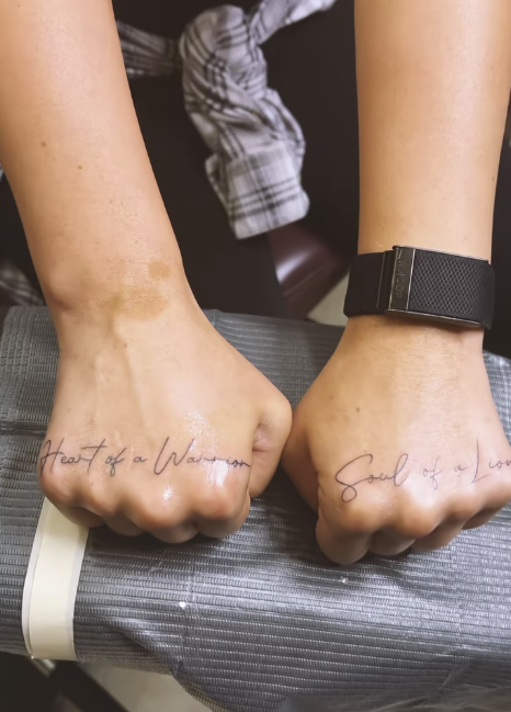 Paige VanZant, a former UFC star, teases her fans with busty lingerie photos as she reveals her new tattoos