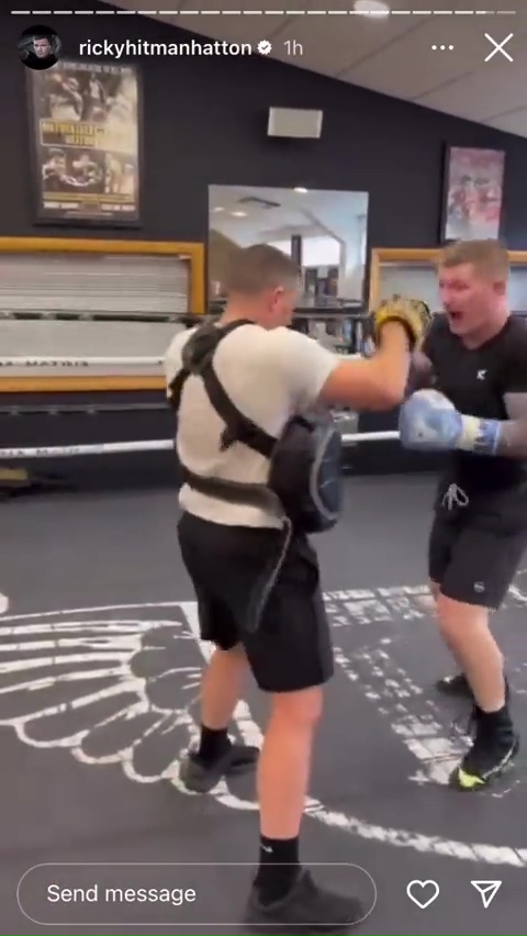 Watch Hatton work out on pads as boxing legend shows off incredible body transformation