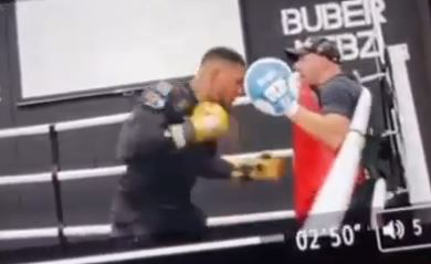 Watch Anthony Joshua's thudding body shots while Brit practices new techniques ahead of Oleksandr Uzyk rematch fight