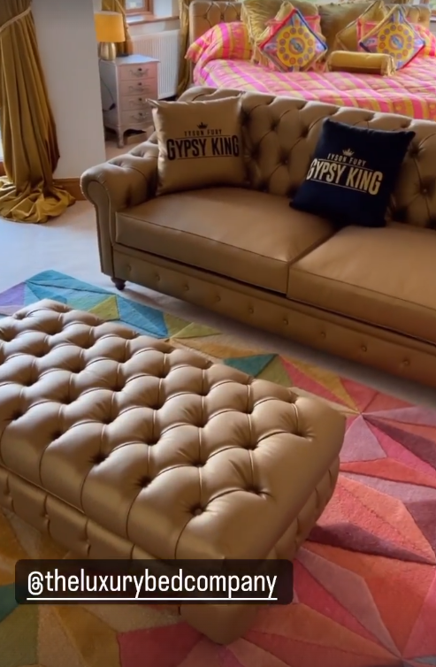 Tyson Fury shows off his and wife Paris’ new custom-made gold bed and sofa and jokes it will ‘get a lot of action’